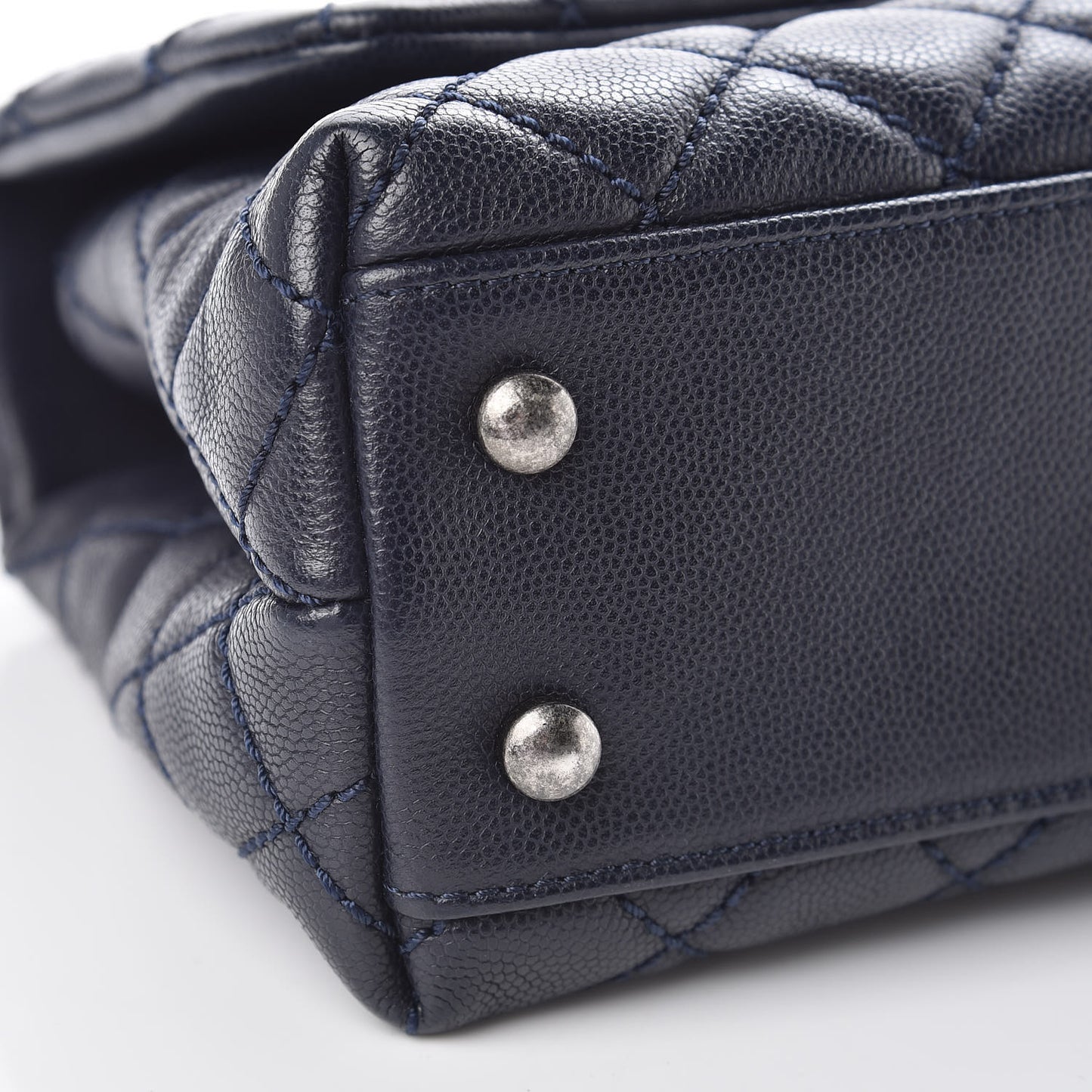 Caviar Quilted Mini Coco Handle Flap Navy Blue