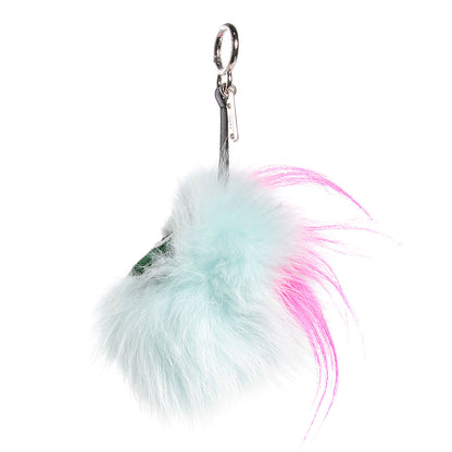 Fendi Fox Rabbit Goat Mink Fur Vitello Flamingo Bagood Monster Bag Bug Charm Light Blue 3 of 6