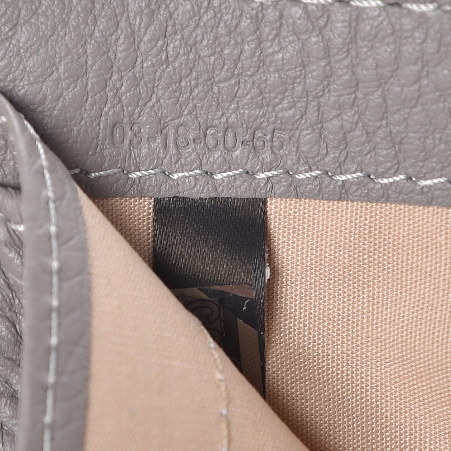 Grained Calfskin Marcie Square Wallet Cashmere Grey