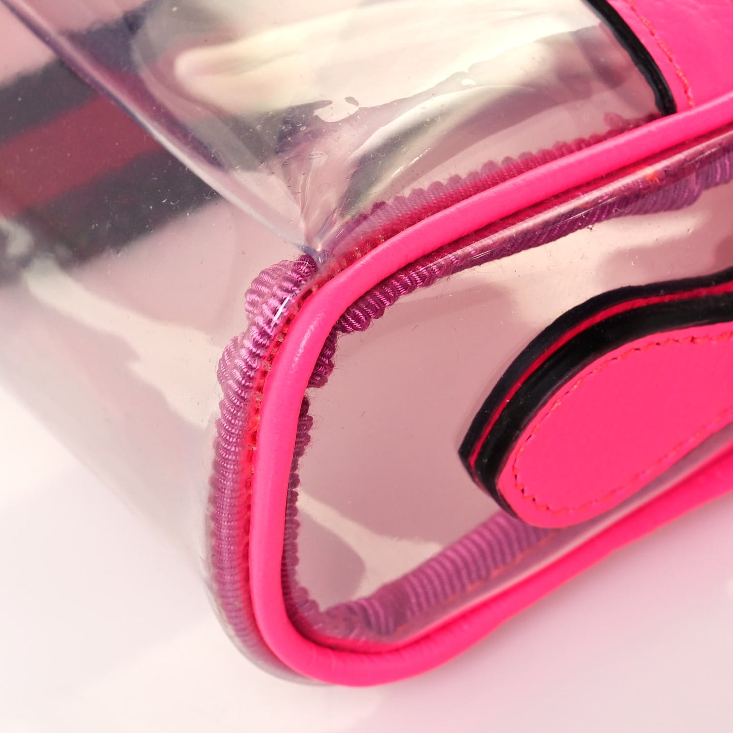 Vinyl Web Mini Ophidia Transparent Shoulder Bag Fluorescent Fuchsia