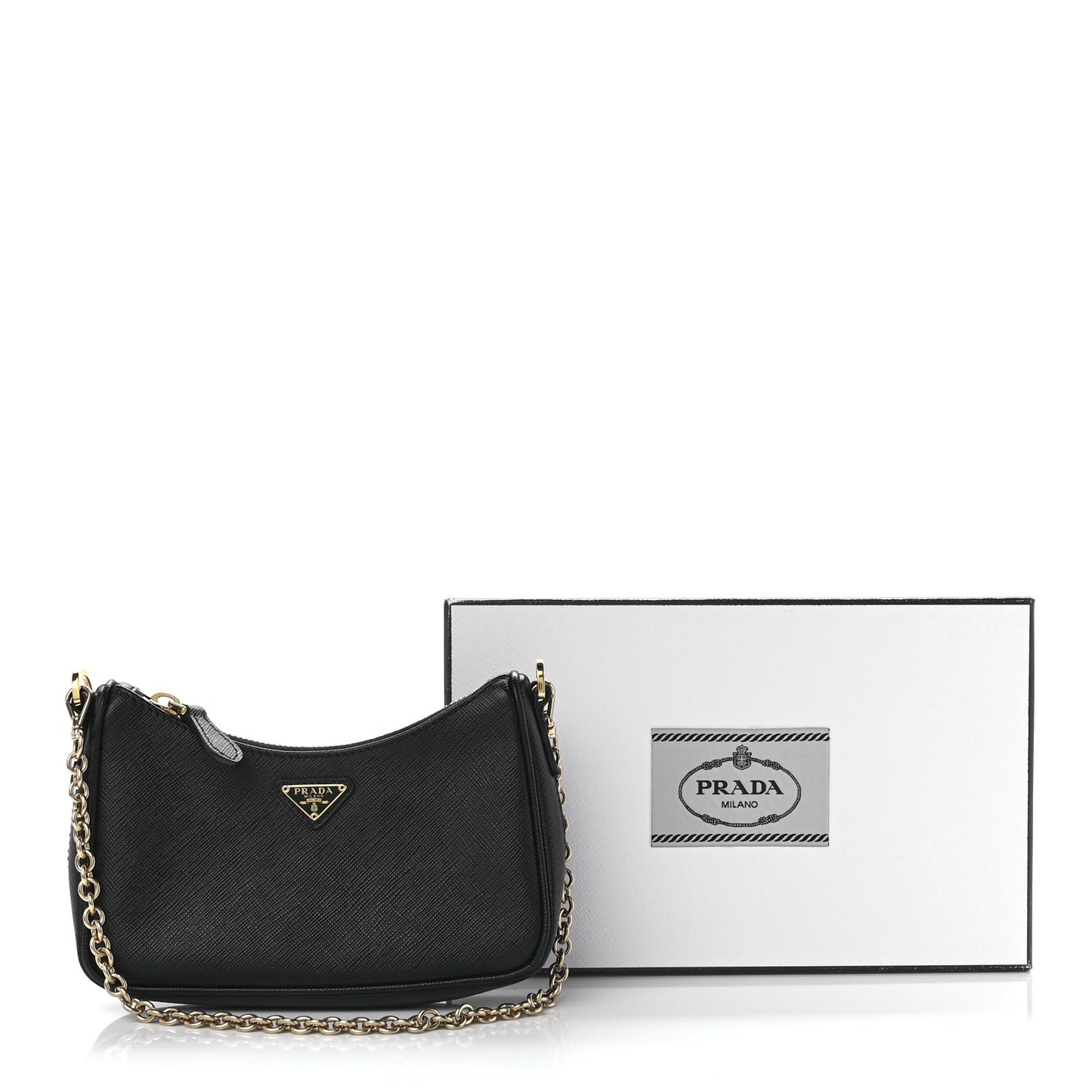 Saffiano Lux Mini Shoulder Bag Black