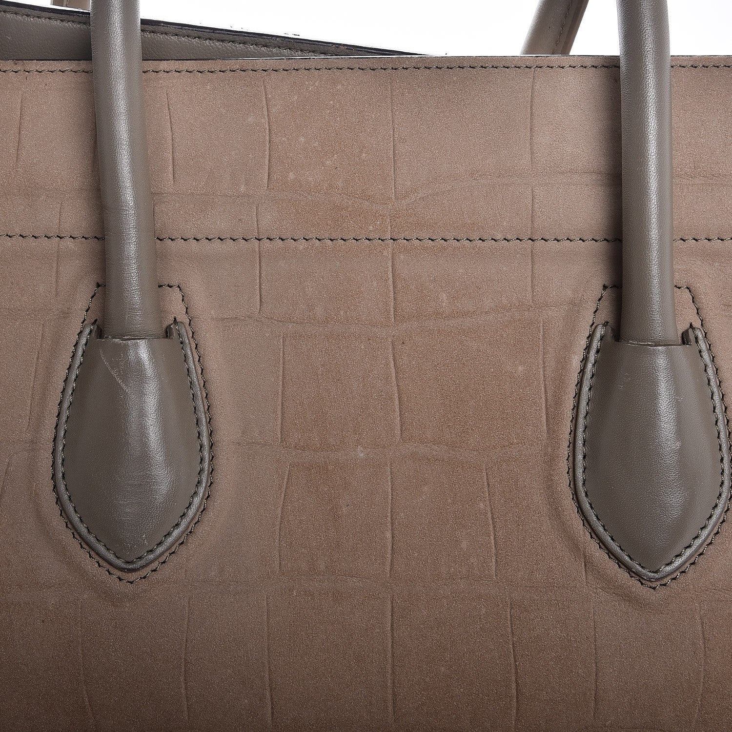 Celine Crocodile Embossed Nubuck Medium Phantom Luggage Beige 10 of 11