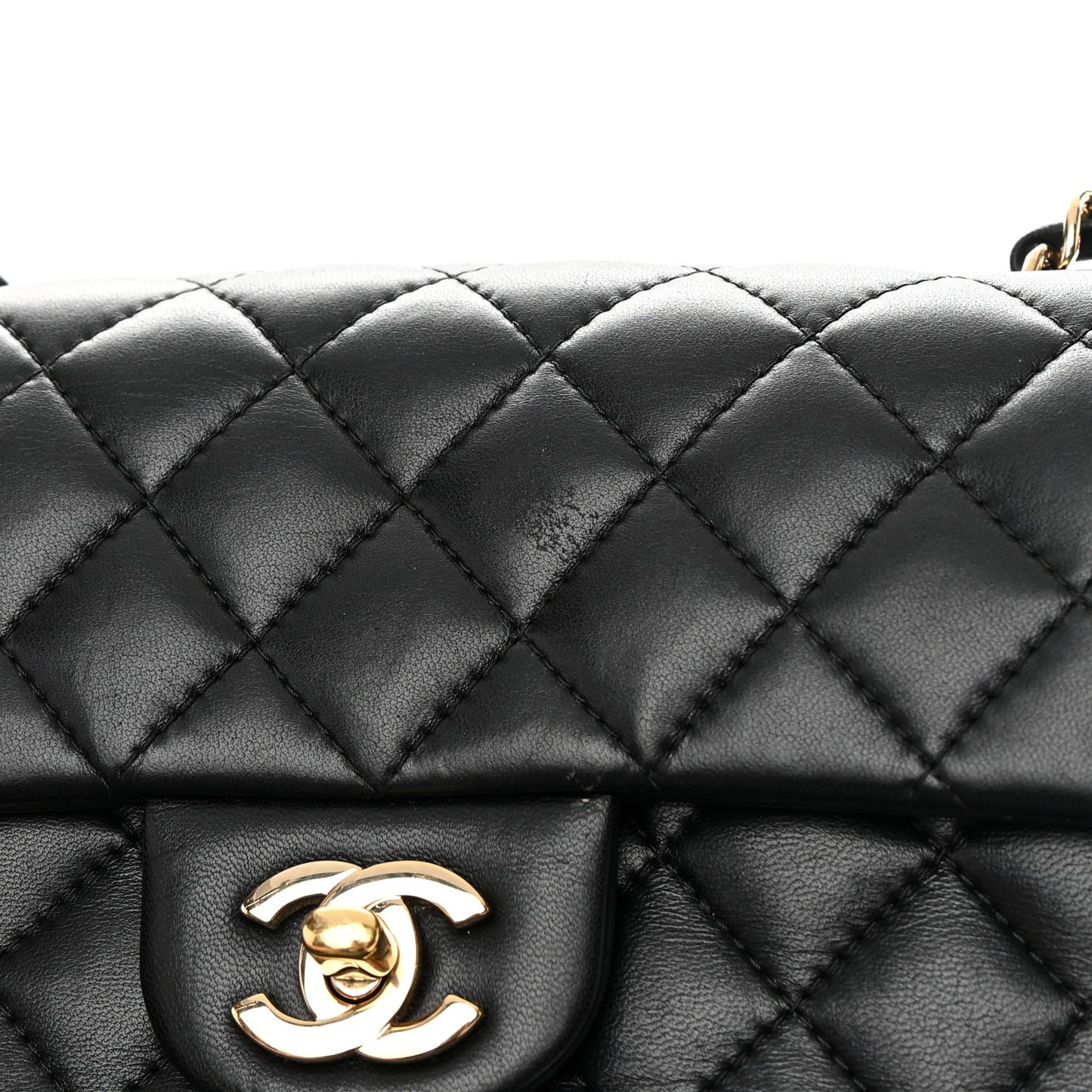 Lambskin Quilted Mini Rectangular Flap Black