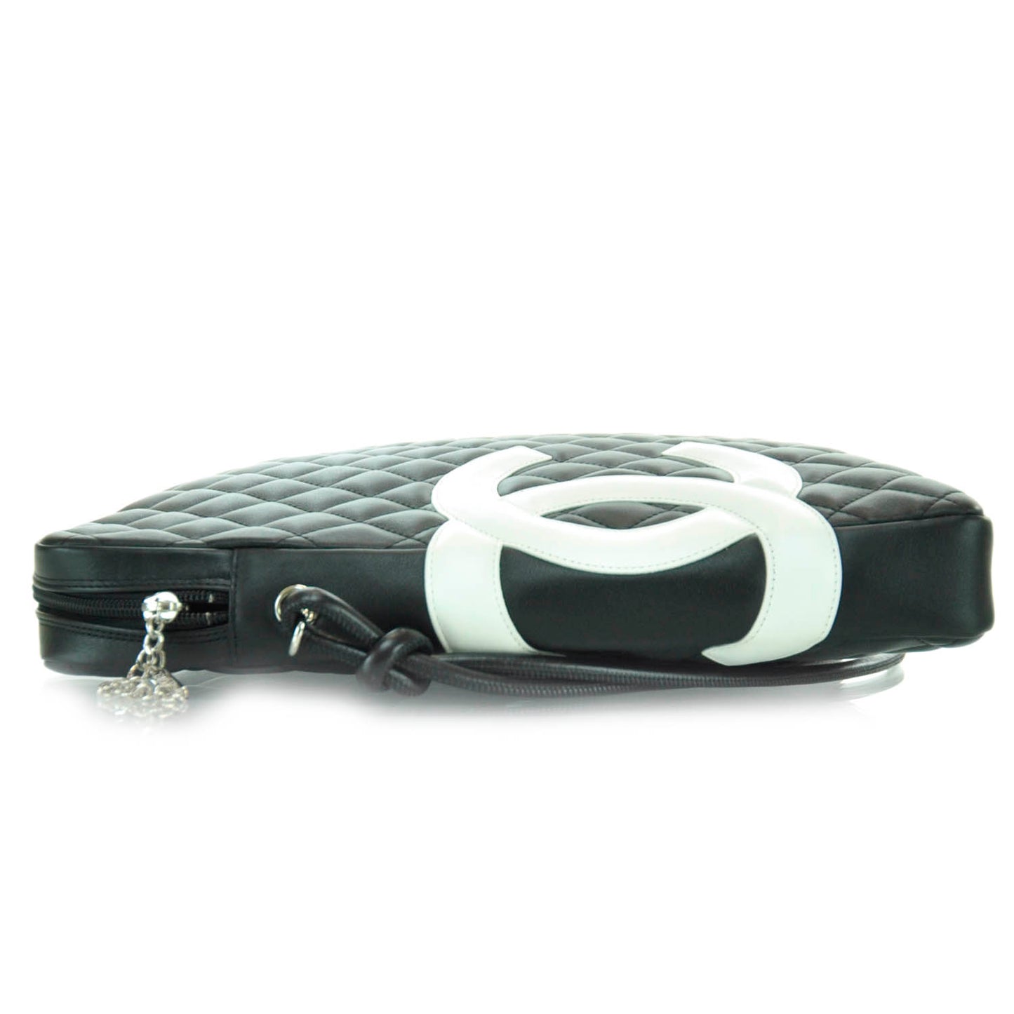 Calfskin Quilted Large Cambon Messenger Black White