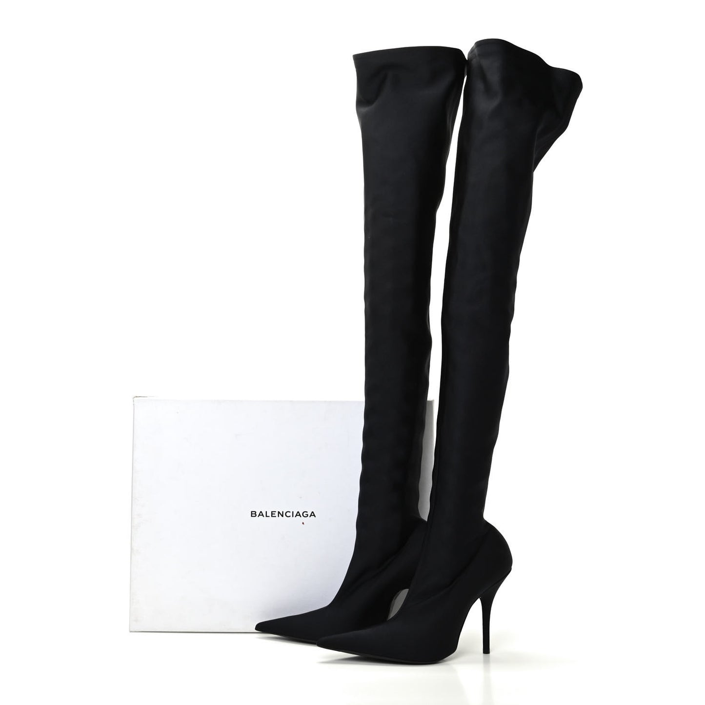Spandex Pointed Toe Knife Thigh High Boots 37 Black