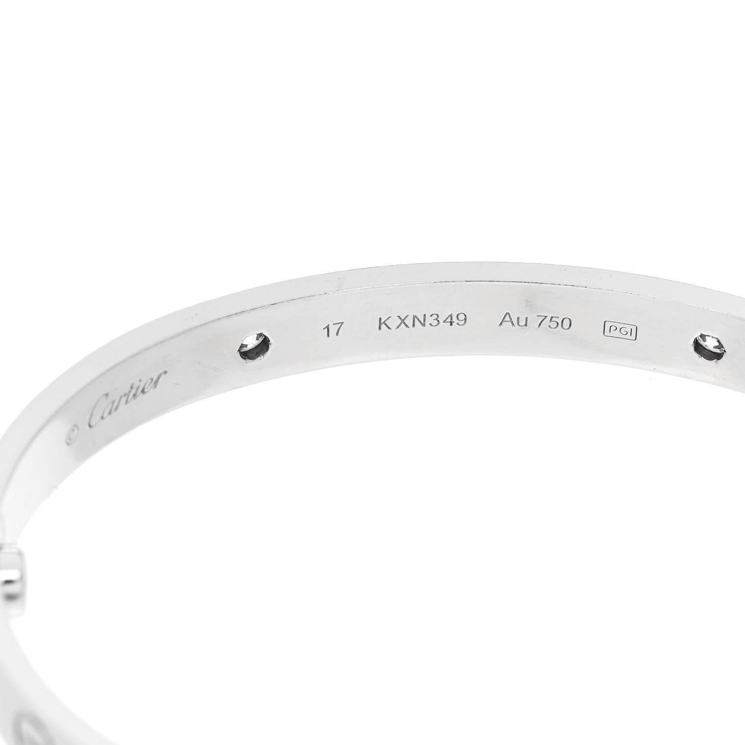 Cartier 18K White Gold 4 Diamond LOVE Bracelet 17 6 of 9