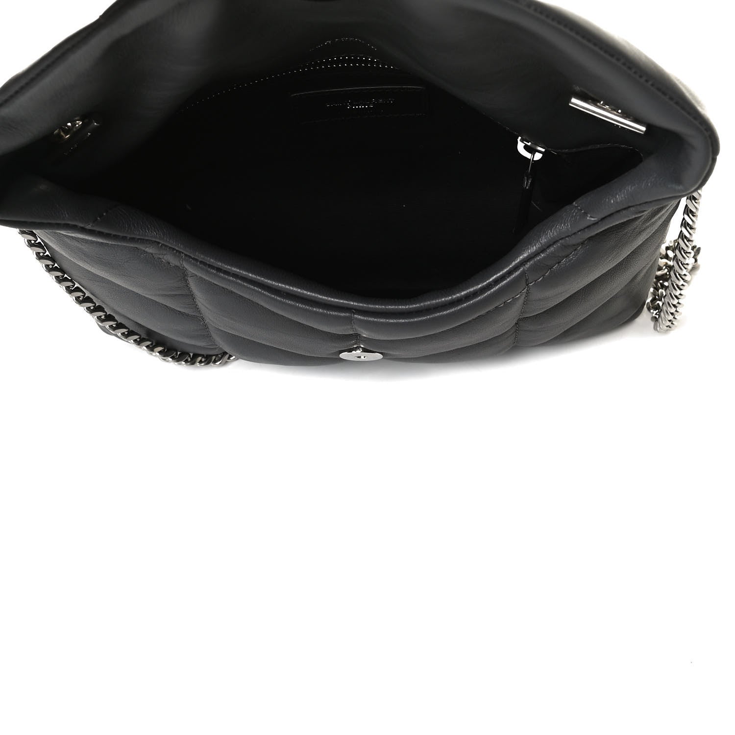 Saint Laurent Lambskin Quilted Toy Loulou Puffer Monogram Chain Satchel Storm 5 of 11