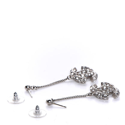 Chanel Baguette Crystal CC Dangle Earrings Silver 3 of 4