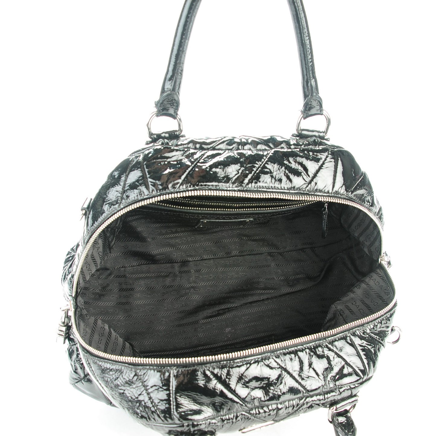 Vernice Chevron Dome Satchel Black