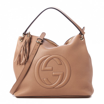 Gucci Pebbled Calfskin Large Soho Hobo Camelia 1 of 9