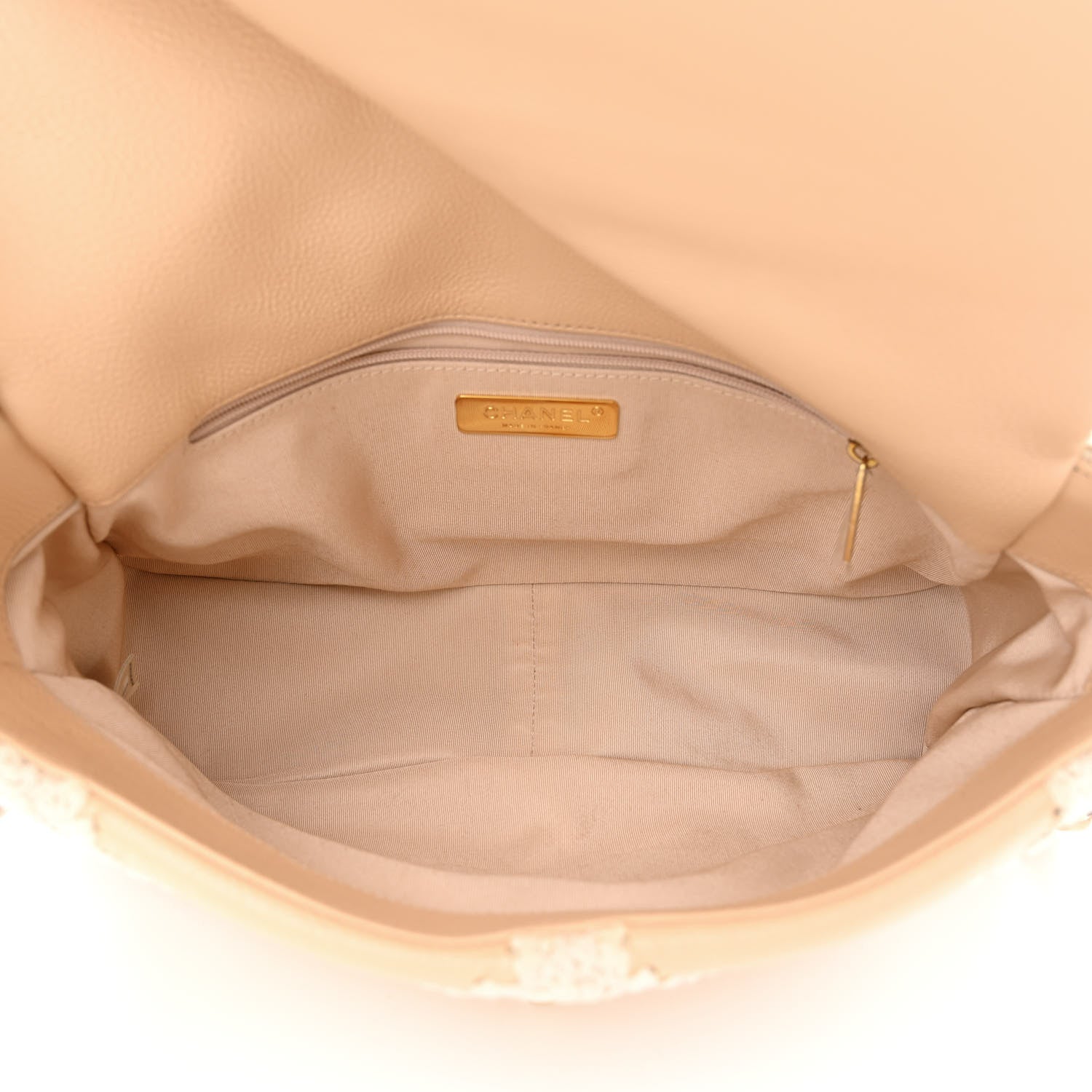 Chanel Calfskin Crochet Large Chanel 19 Flap Beige 5 of 10