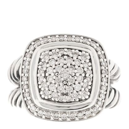David Yurman Sterling Silver Diamond 11mm Albion Pave Ring 53 6.25 1 of 4