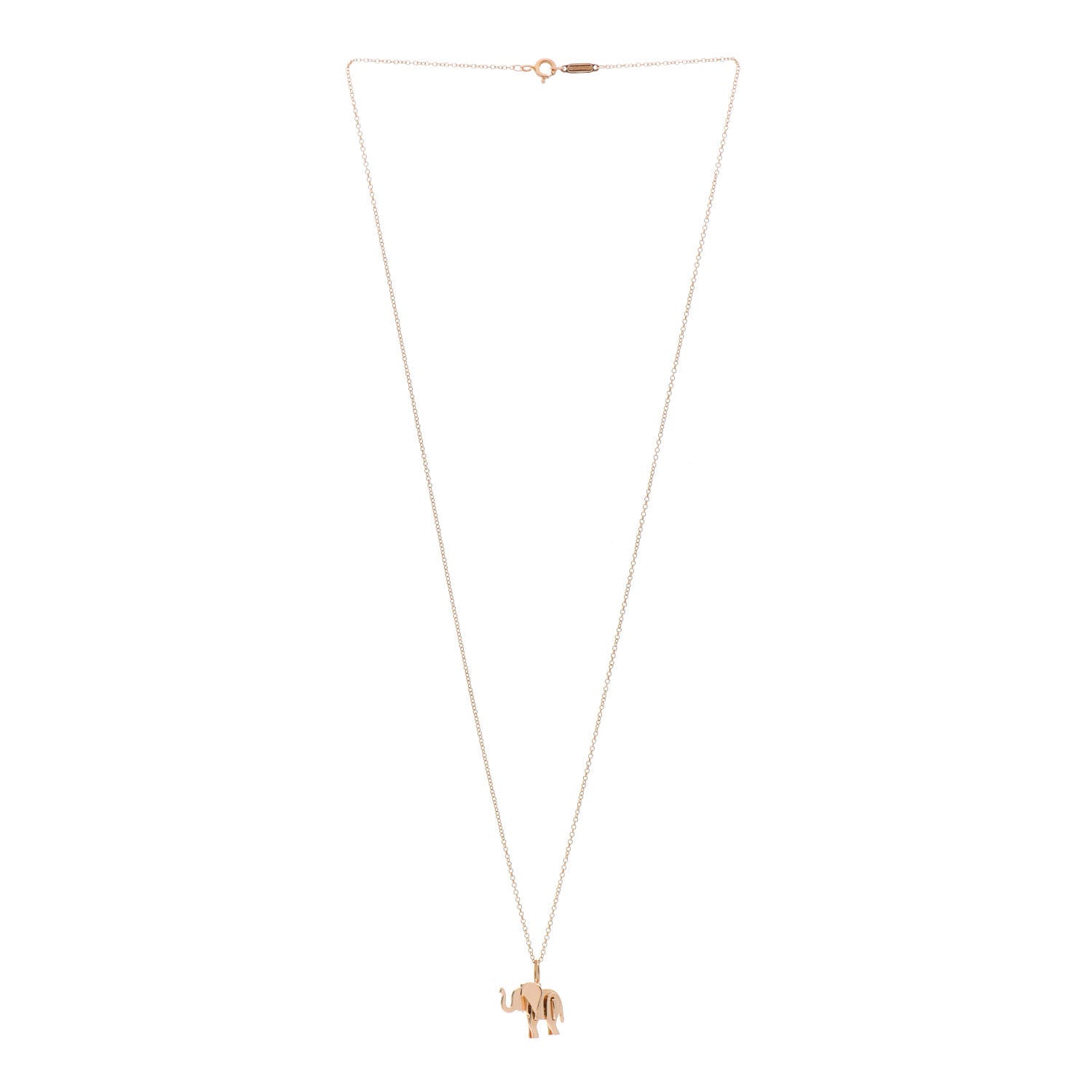 Tiffany 18K Rose Gold Mini Save The Wild Elephant Pendant Necklace 2 of 4