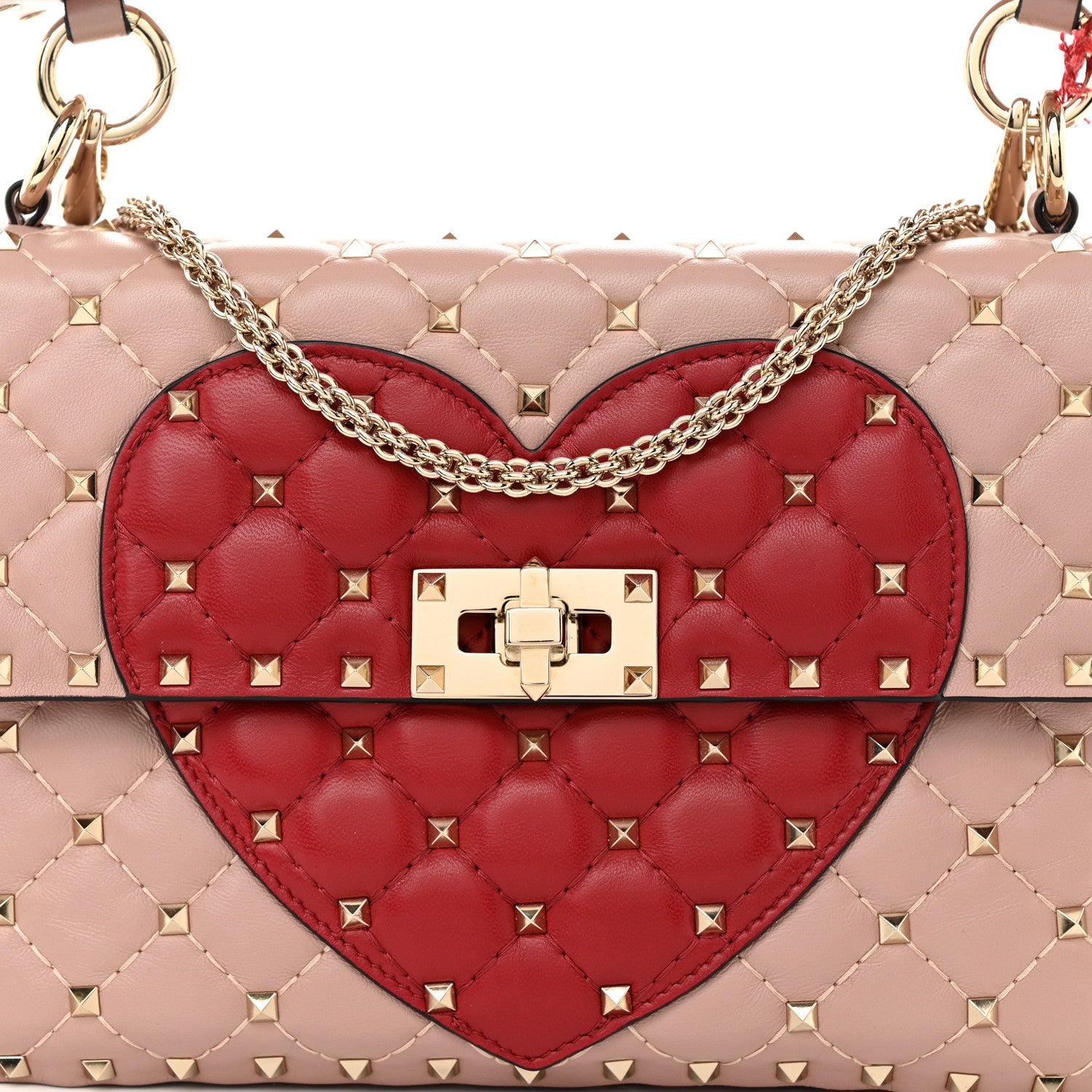 Valentino Garavani Nappa Quilted Heart Medium Rockstud Spike Shoulder Bag Poudre 7 of 9