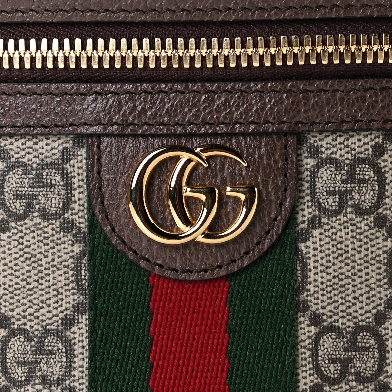 Gucci GG Supreme Monogram Textured Calfskin Web Ophidia Vanity Cosmetic Case Beige Ebony New Acero 9 of 10
