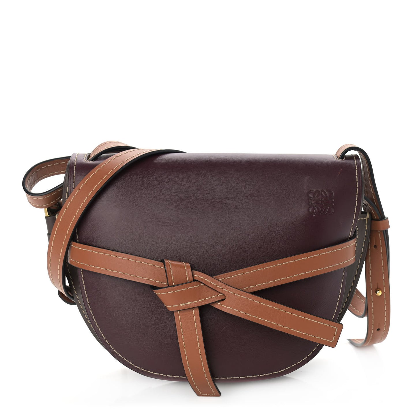 Calfskin Mini Gate Crossbody Bag Oxblood Tan Taupe