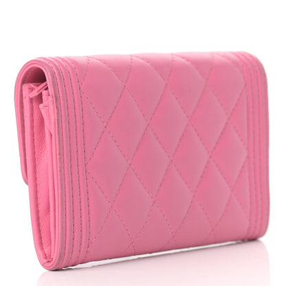 Chanel Lambskin Quilted Medium Boy Flap Wallet Pink 3 of 14