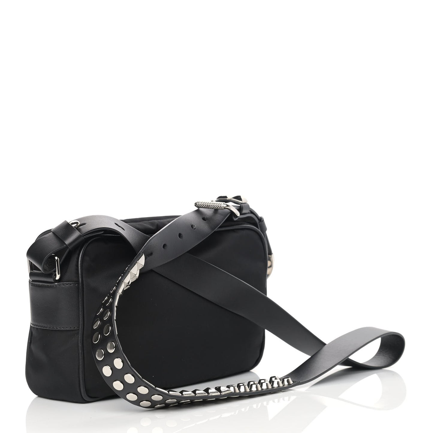 Tessuto Nylon Studded New Vela Shoulder Bag Black