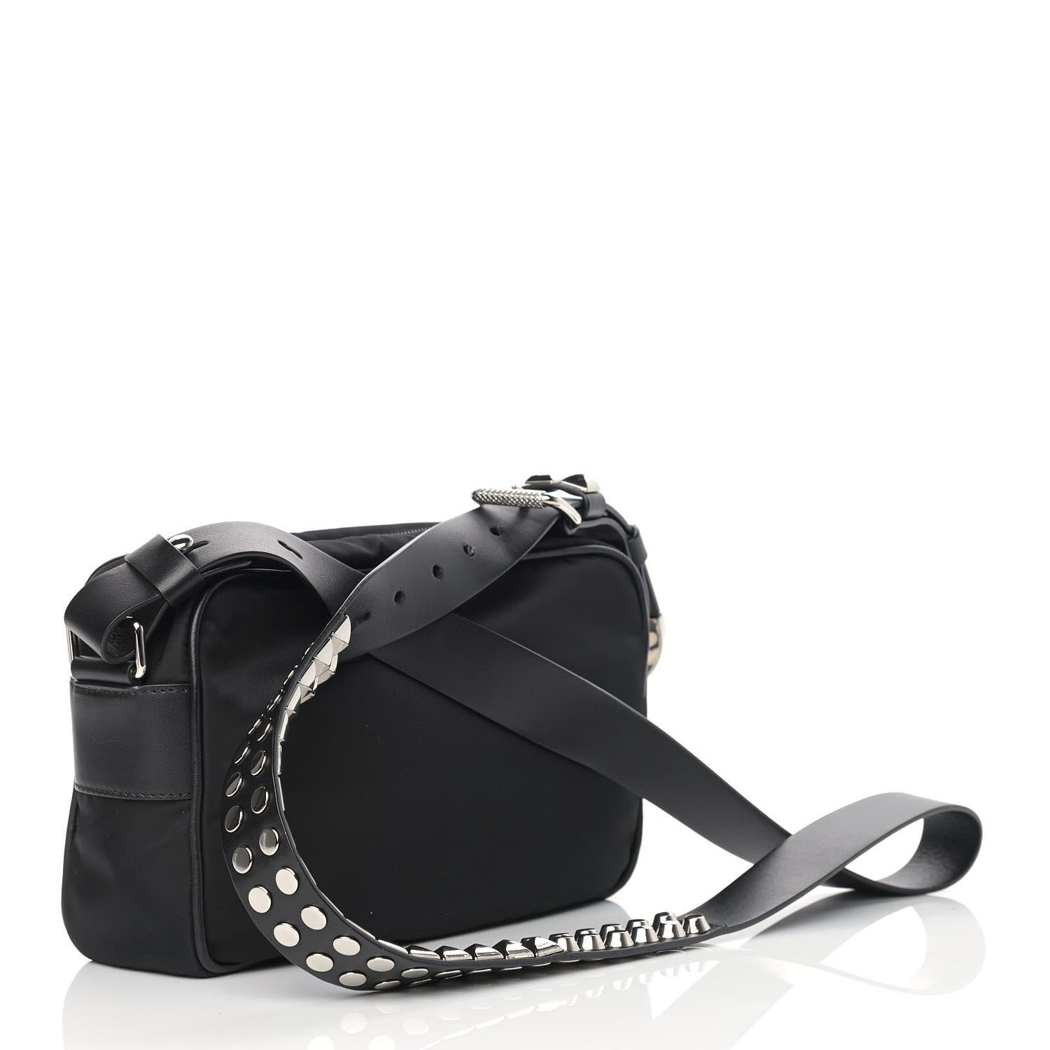 Prada Tessuto Nylon Studded New Vela Shoulder Bag Black 2 of 10