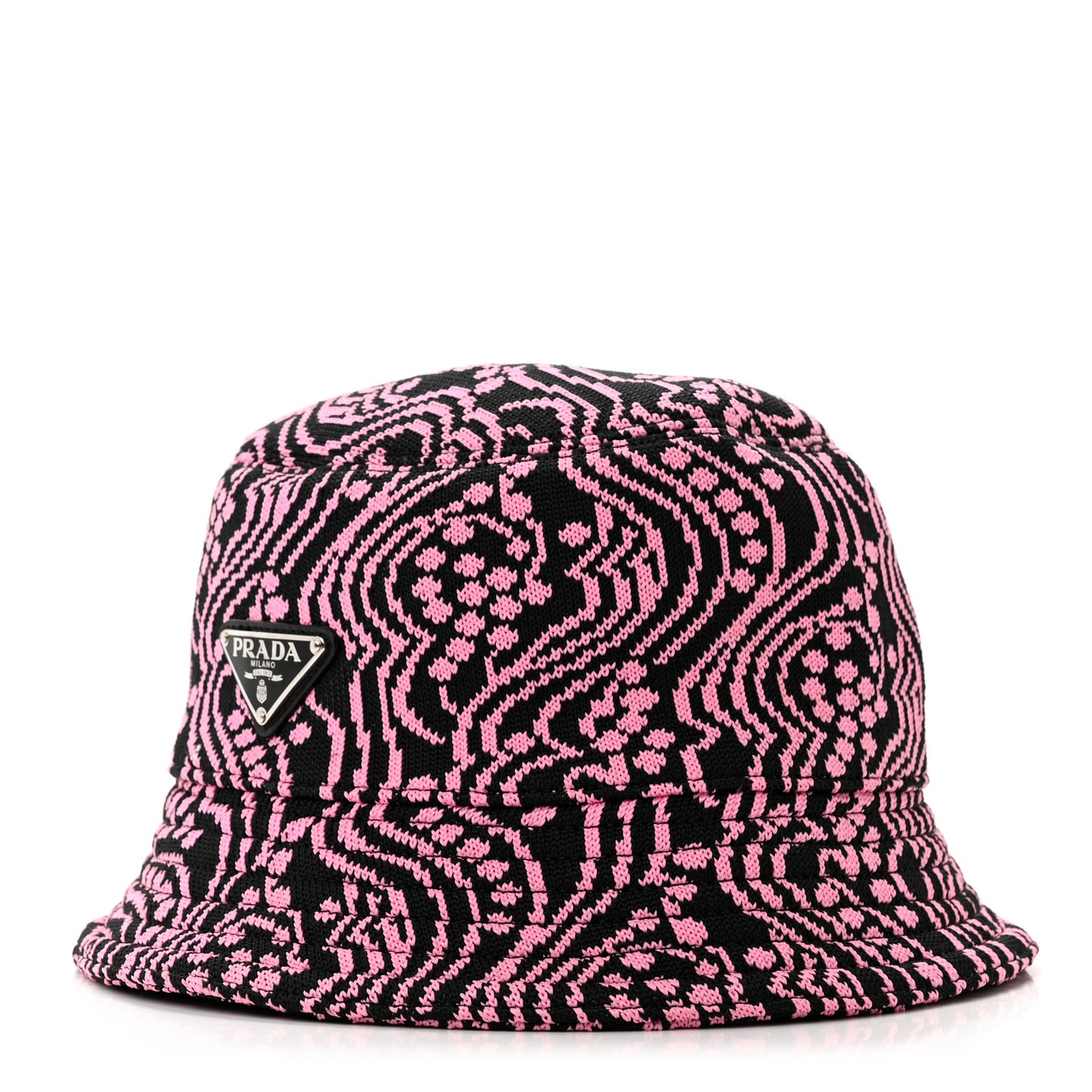 Maglia Jacquard Metal Triangle Logo Womens Bucket Hat M Black Rosa