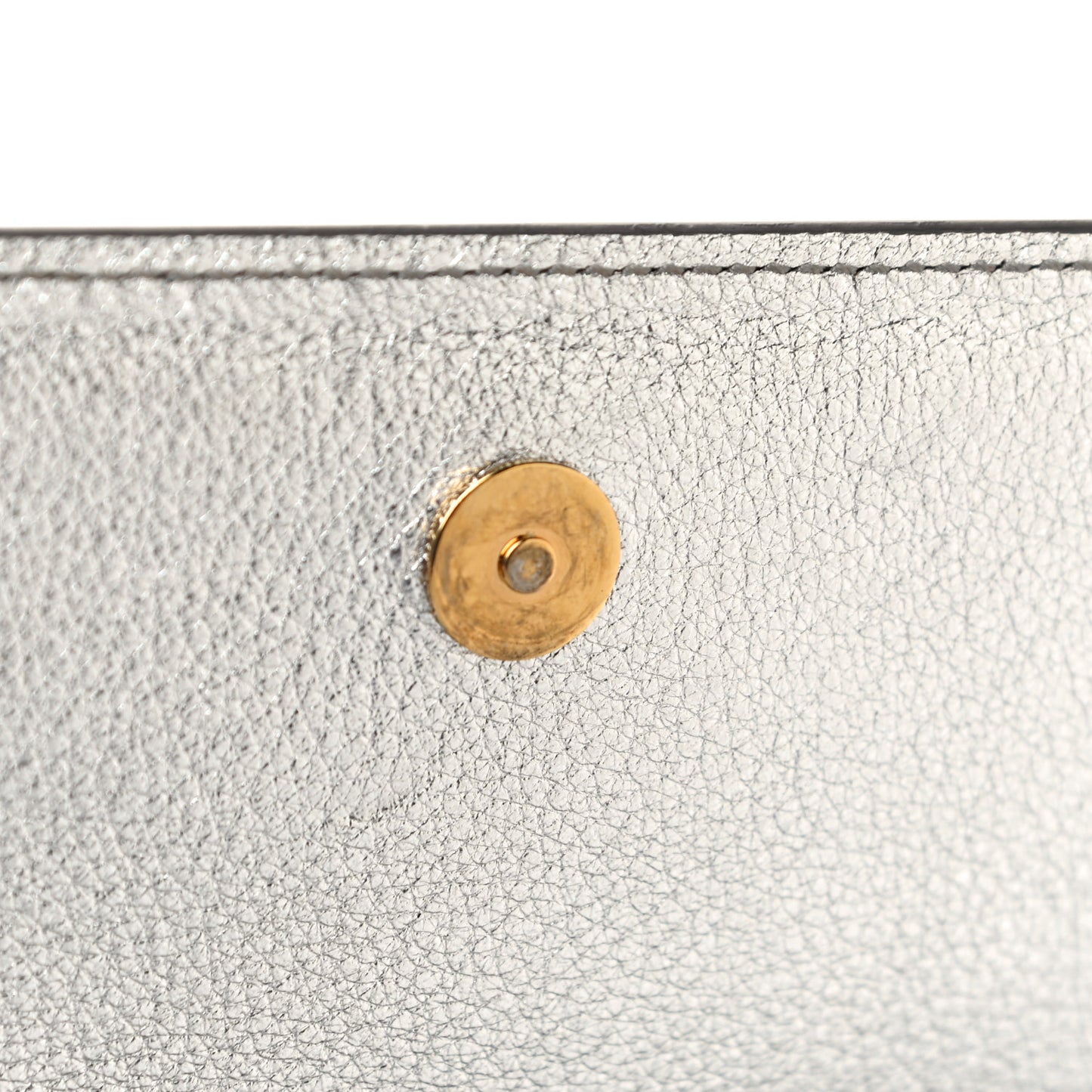 Textured Metallic Calfskin Classic Monogram Cassandre Clutch Silver