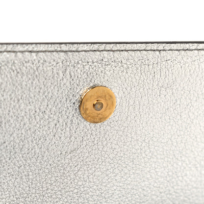 Saint Laurent Textured Metallic Calfskin Classic Monogram Cassandre Clutch Silver 13 of 17