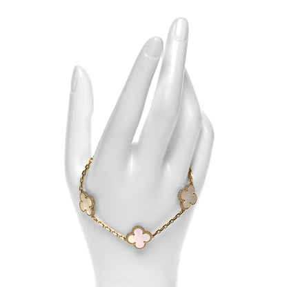 Van Cleef & Arpels 18K Yellow Gold Mother of Pearl 5 Motifs Vintage Alhambra Bracelet 3 of 6