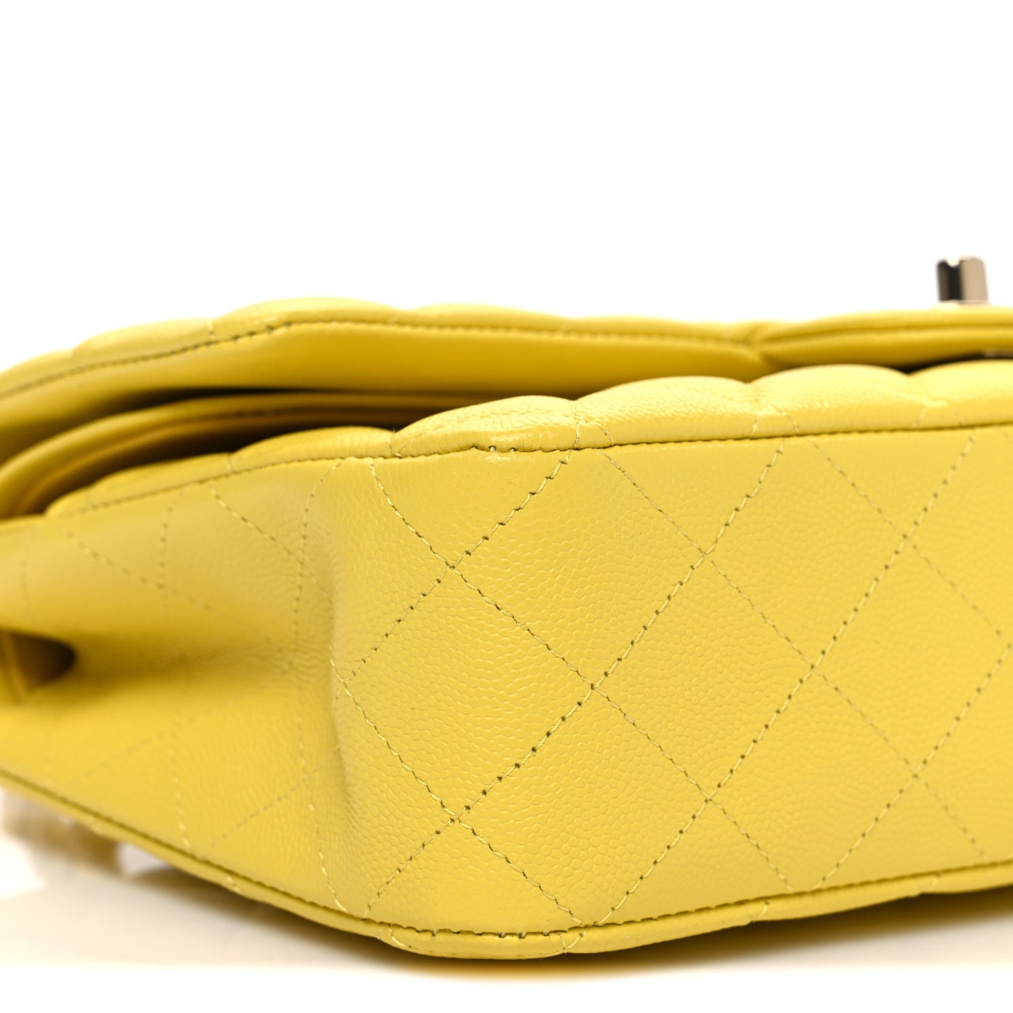 Caviar Quilted Medium Double Flap Yellow