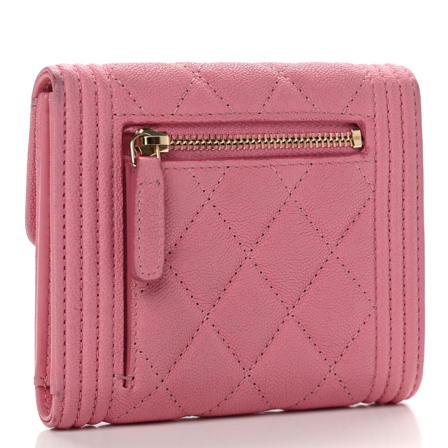 Caviar Quilted Compact Boy Wallet Pink