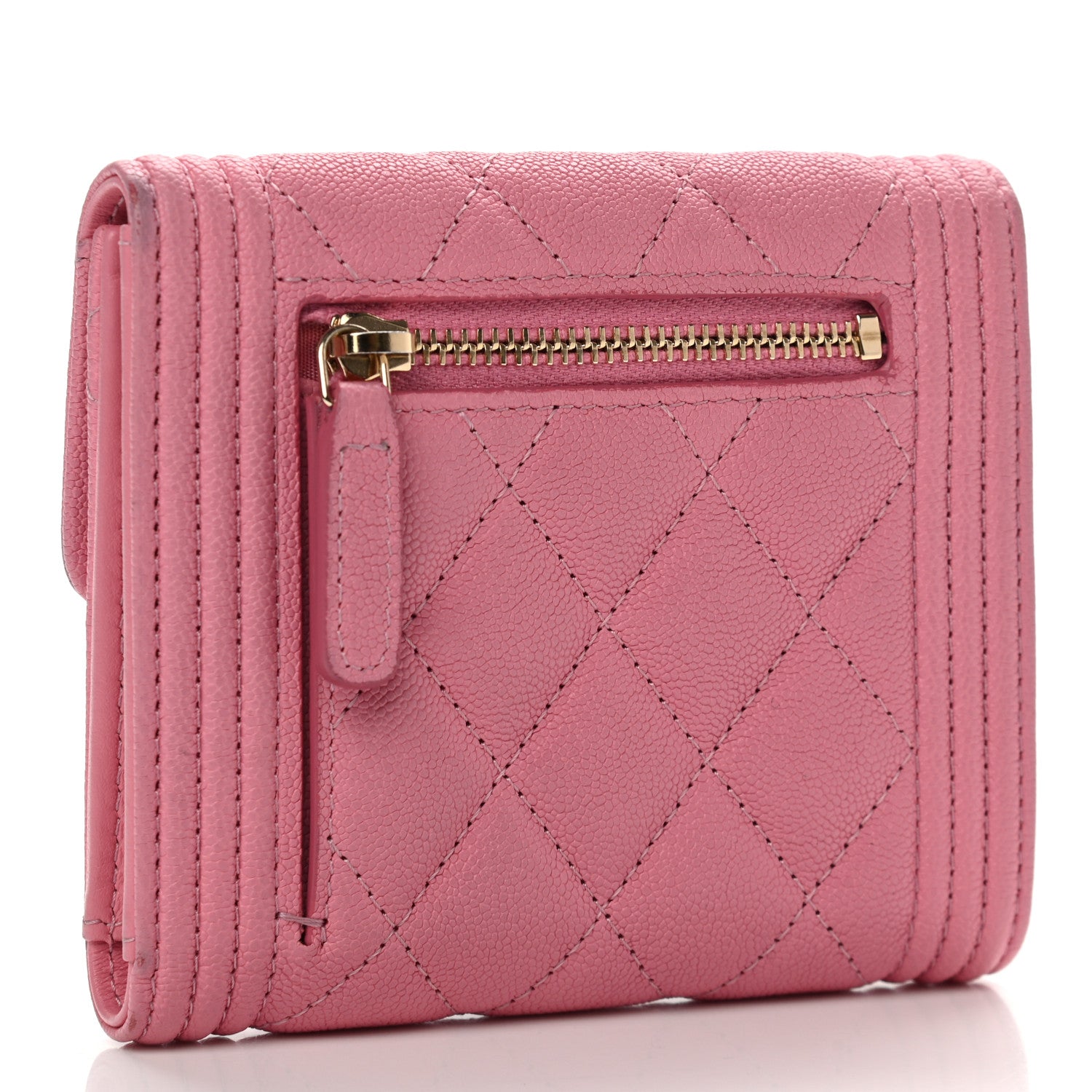 Chanel Caviar Quilted Compact Boy Wallet Pink 3 of 10