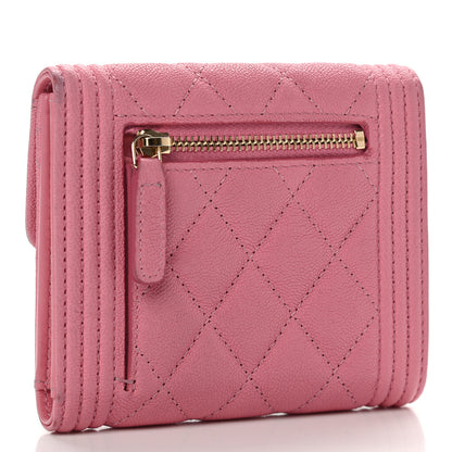 Chanel Caviar Quilted Compact Boy Wallet Pink 3 of 10