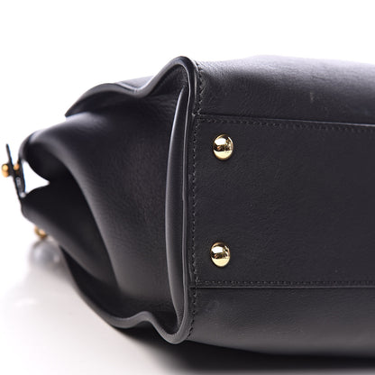 Fendi Vitello Seta Shiny Nappa Medium Peekaboo Iconic Satchel Black 9 of 13
