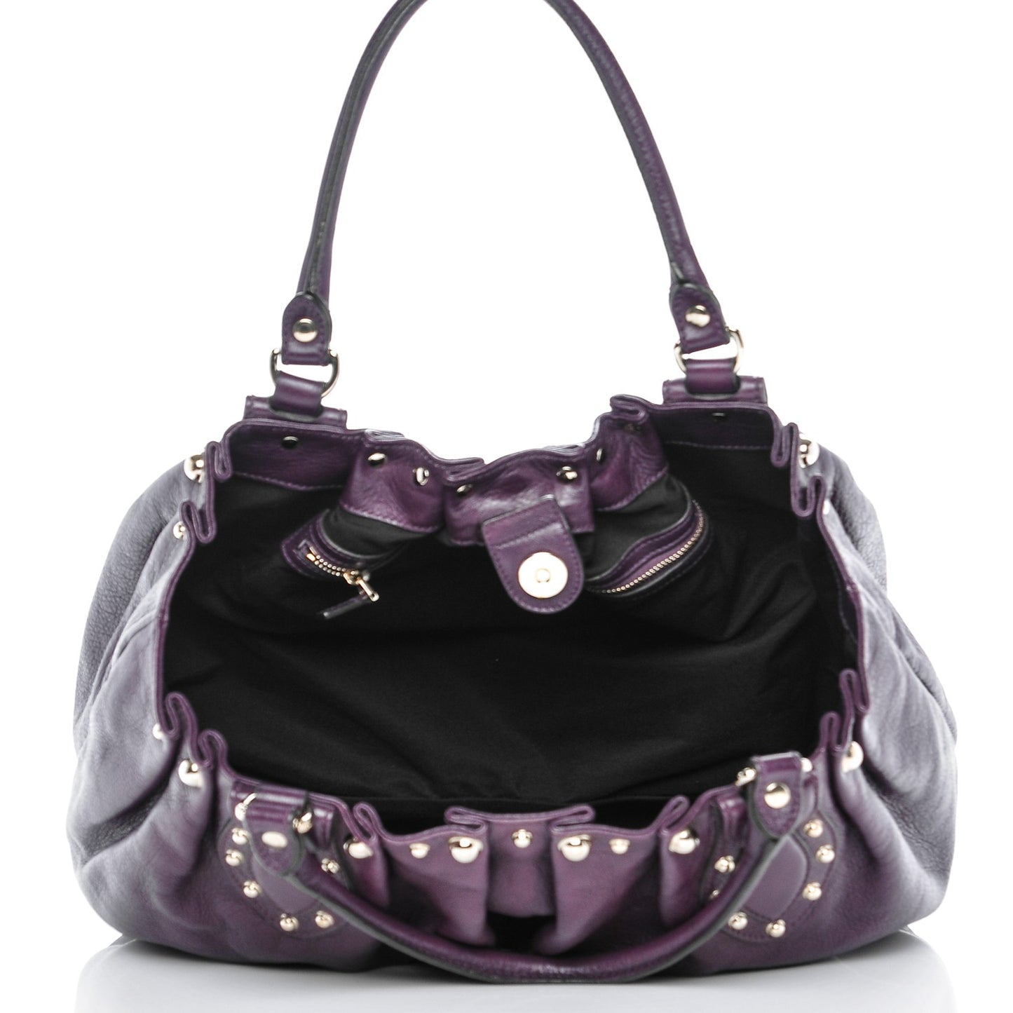 Calfskin Studded Pelham Tote Purple
