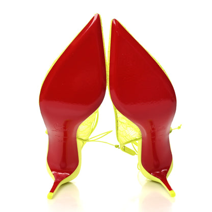 Christian Louboutin Kate Lace 85 Pumps 37.5 Neon Yellow 5 of 9