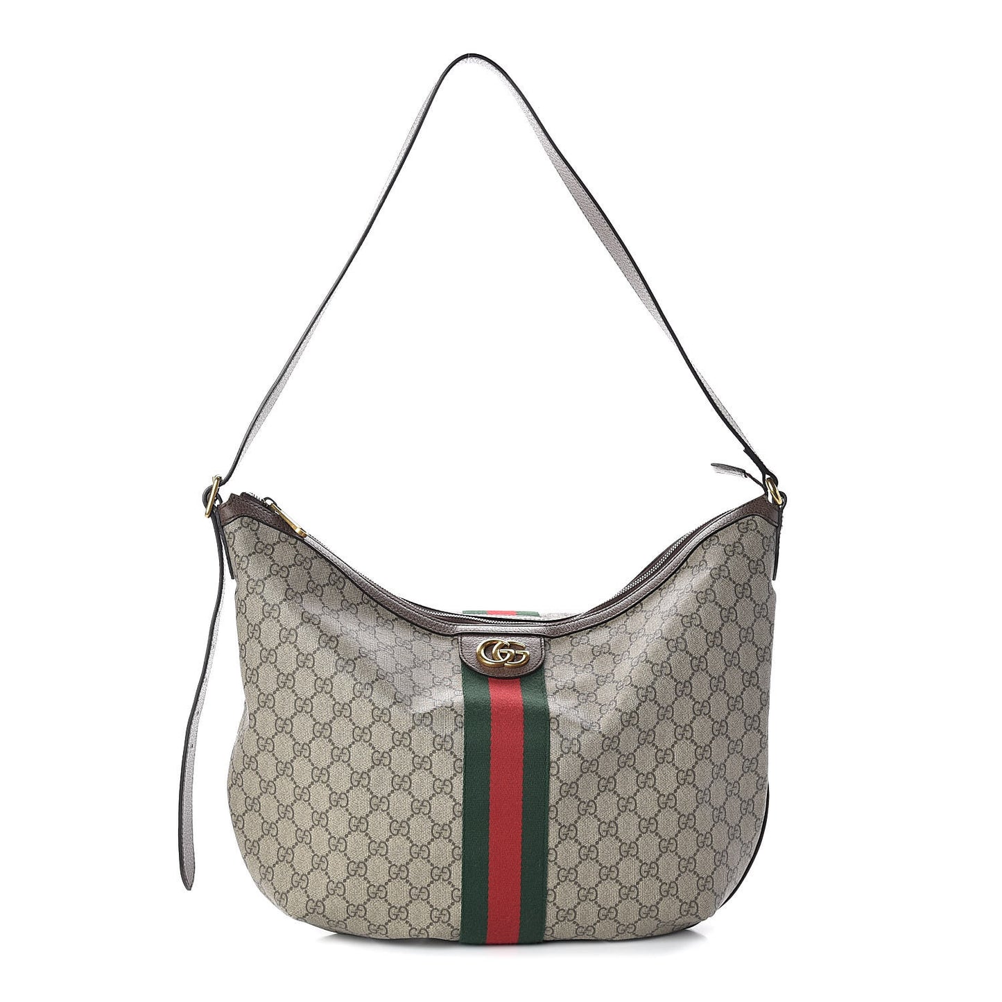 GG Supreme Monogram Web Ophidia Half Moon Hobo Brown