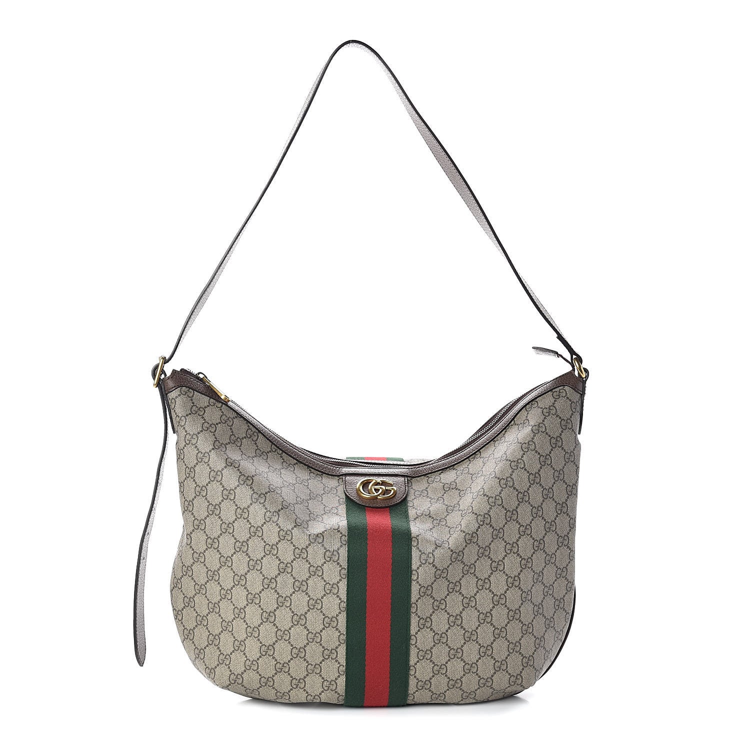 Gucci GG Supreme Monogram Web Ophidia Half Moon Hobo Brown 1 of 10