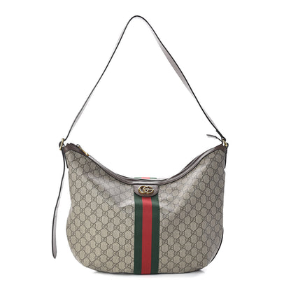 Gucci GG Supreme Monogram Web Ophidia Half Moon Hobo Brown 1 of 10