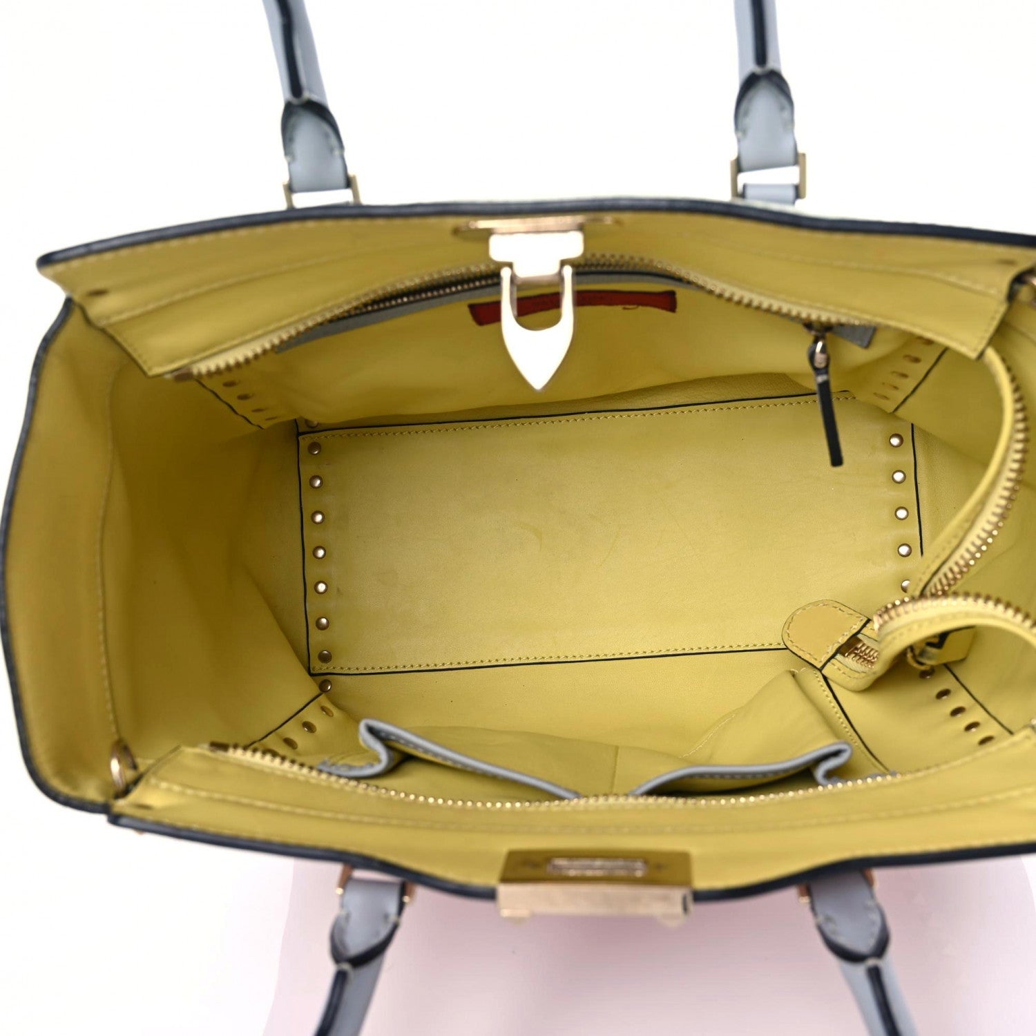 Valentino Garavani Vitello Watercolor Rockstud Double Handle Tote Rose Green Yellow Sky 4 of 21
