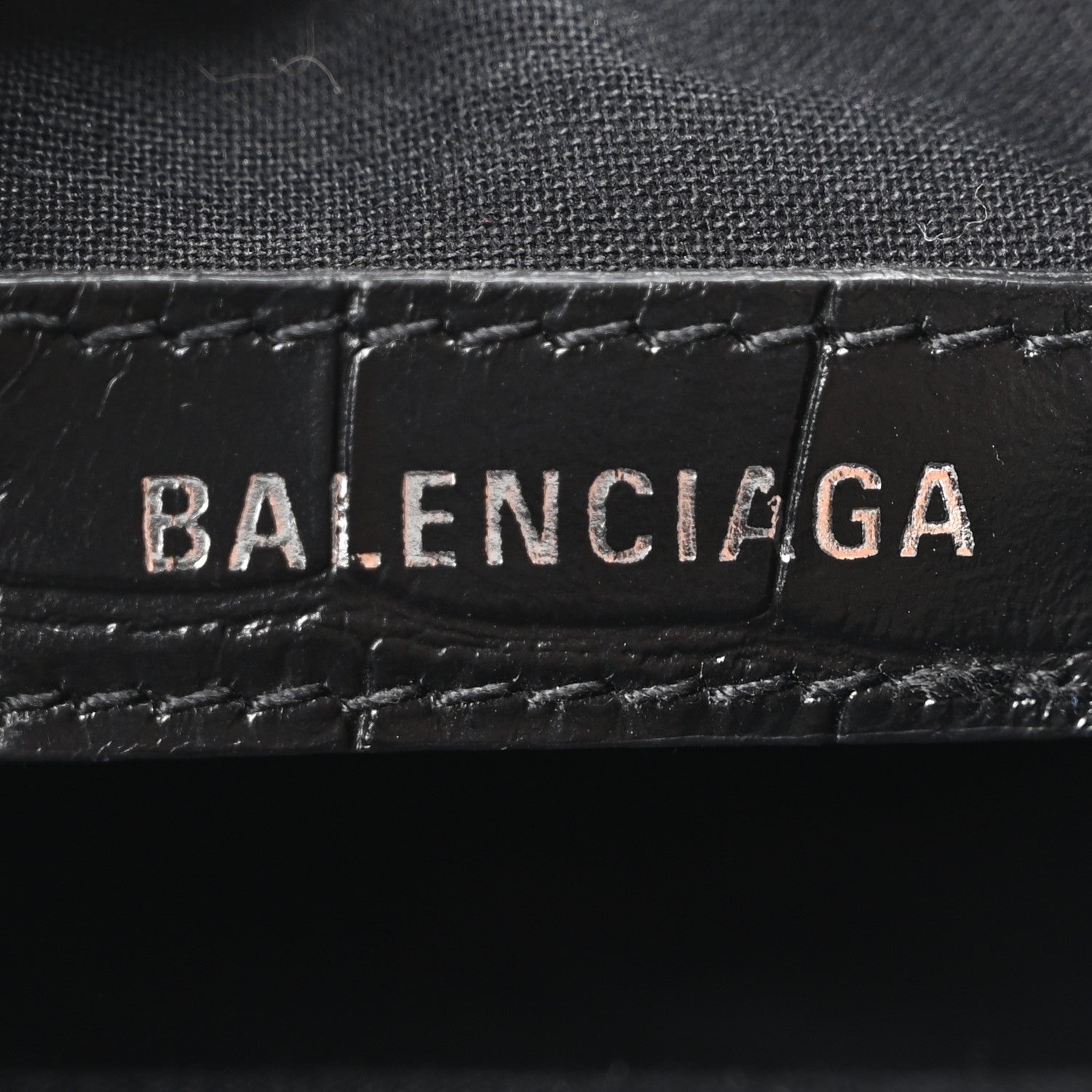 Balenciaga Extra Supple Calfskin Crystal Crocodile Embossed Le Cagole Shoulder Bag XS Black 7 of 11