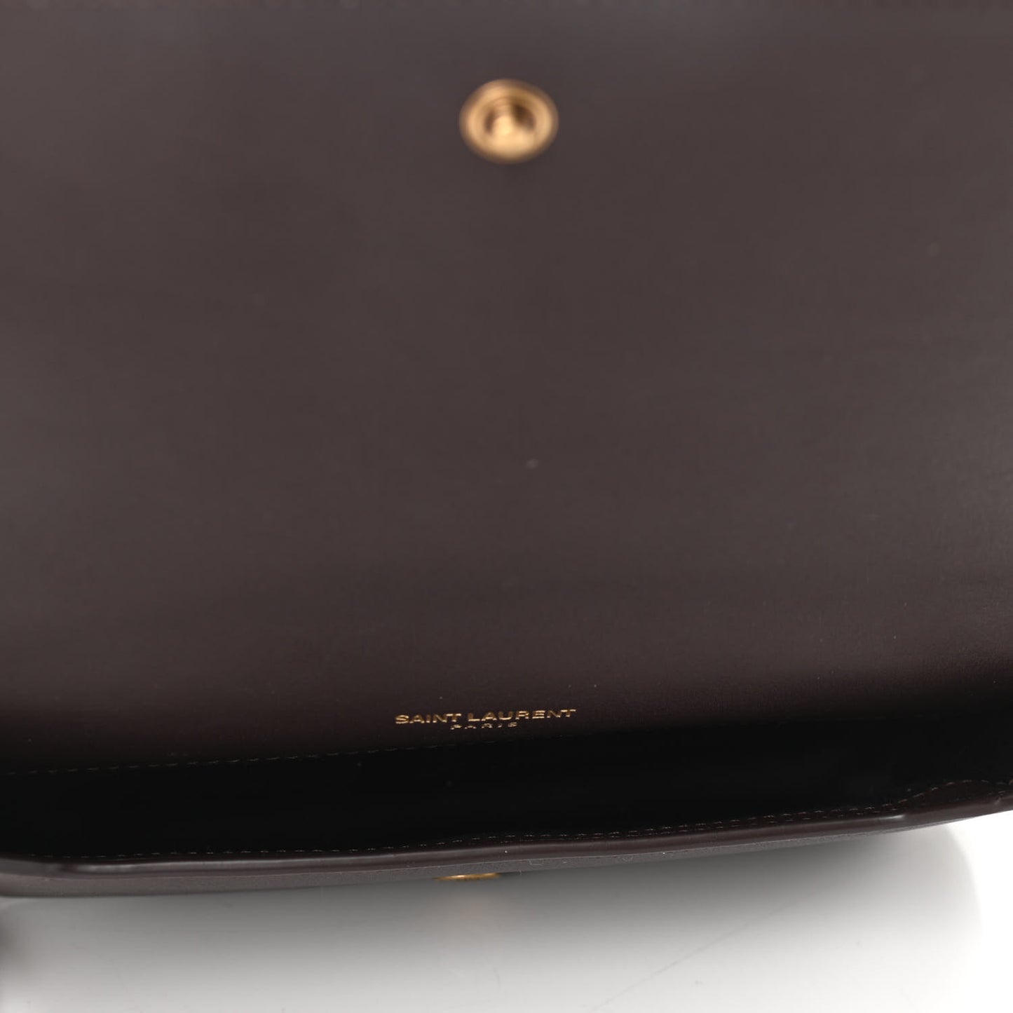 Lambskin Heart Embossed Monogram Chain Wallet Vintage Cognac
