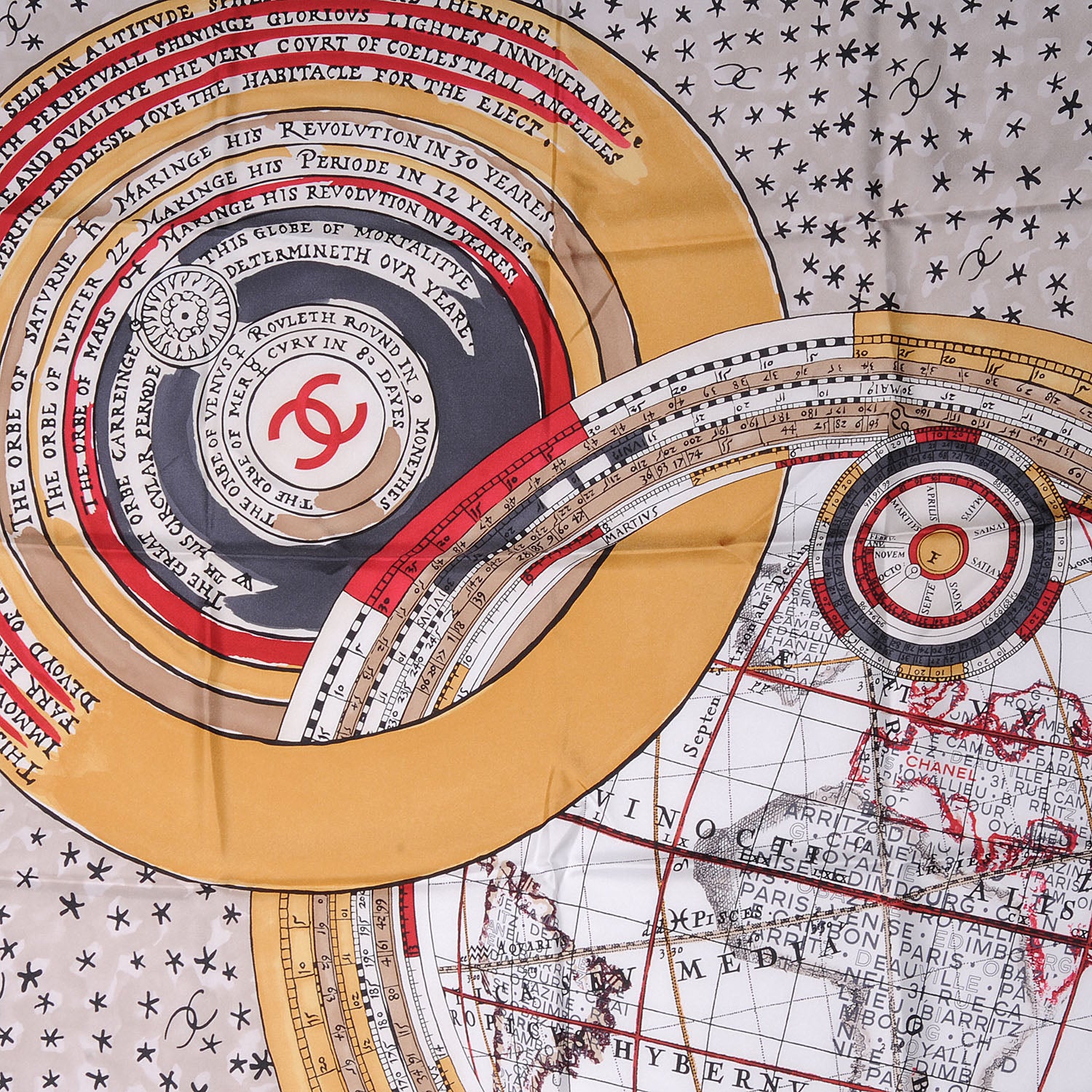 Chanel Silk Map Square Scarf CC 1 of 5