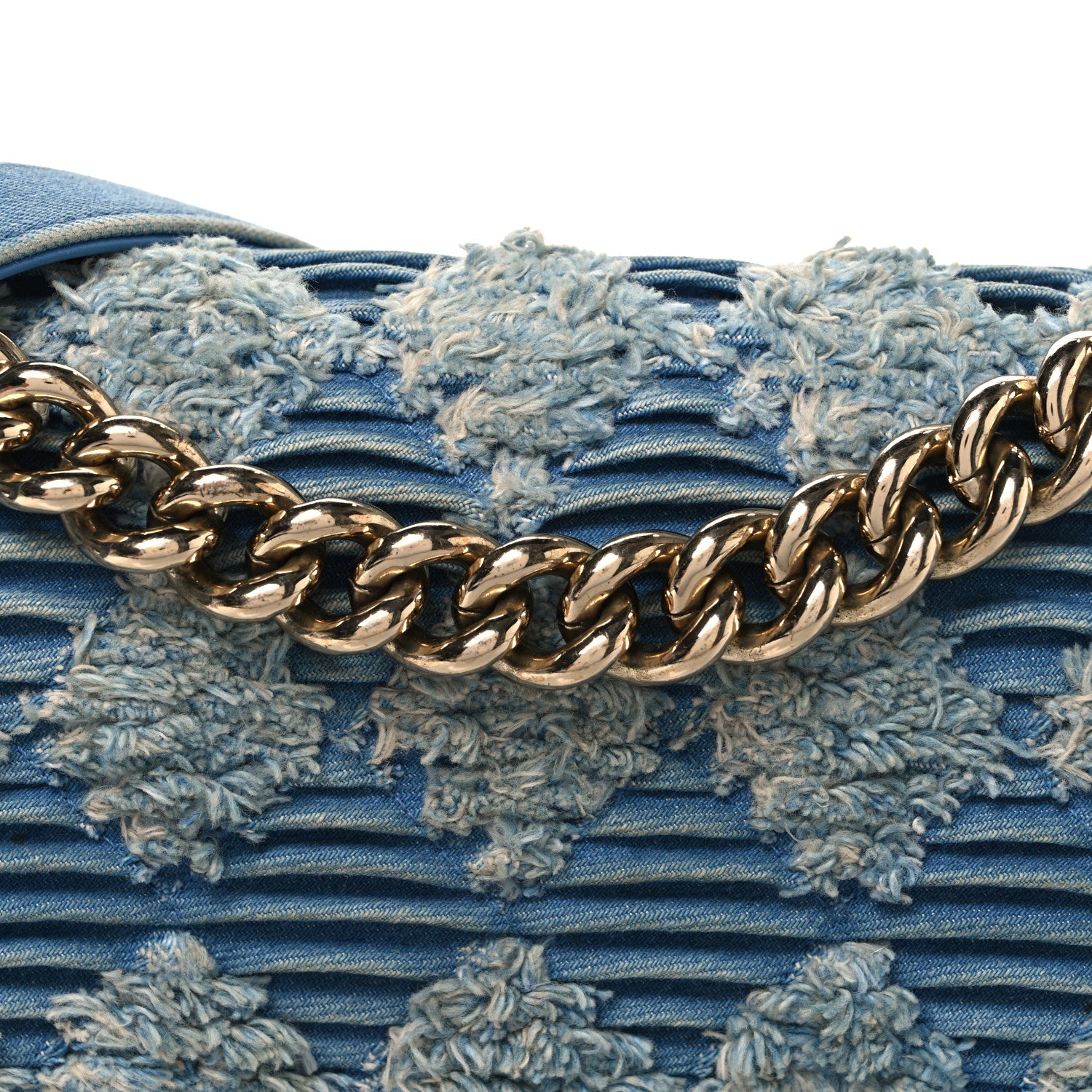 Chanel Denim Pleated Medium Boy Flap Light Blue 7 of 10