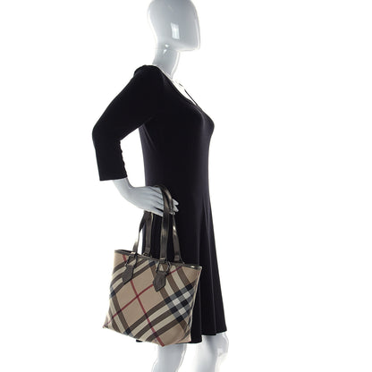 Burberry Patent Trim Nova Check Small Nickie Shopper Tote 3 of 17