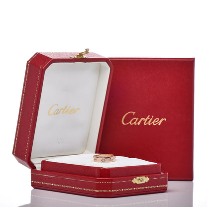 Cartier 18K Pink Gold Diamond 4mm LOVE Wedding Band Ring 50 5.25 5 of 5
