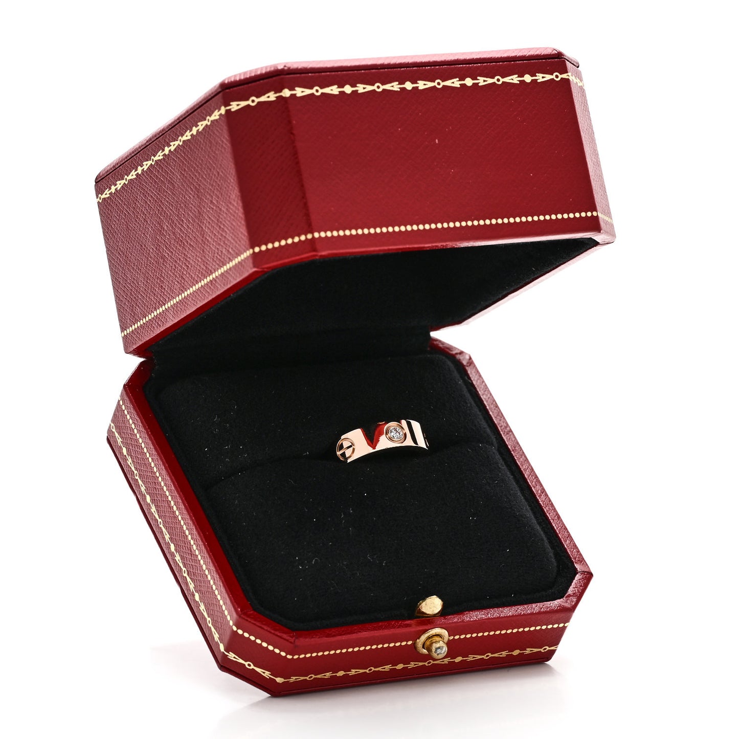 18K Pink Gold 3 Diamond 5.5mm LOVE Ring 50 5.25