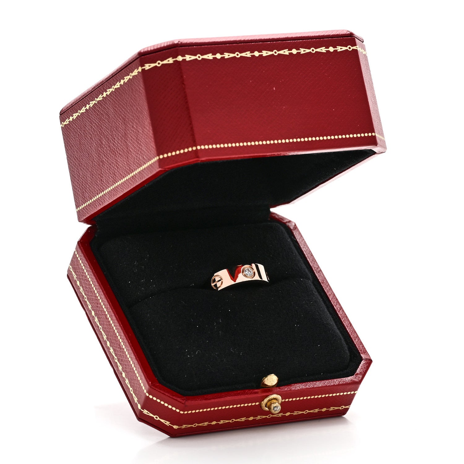 Cartier 18K Pink Gold 3 Diamond 5.5mm LOVE Ring 50 5.25 5 of 5