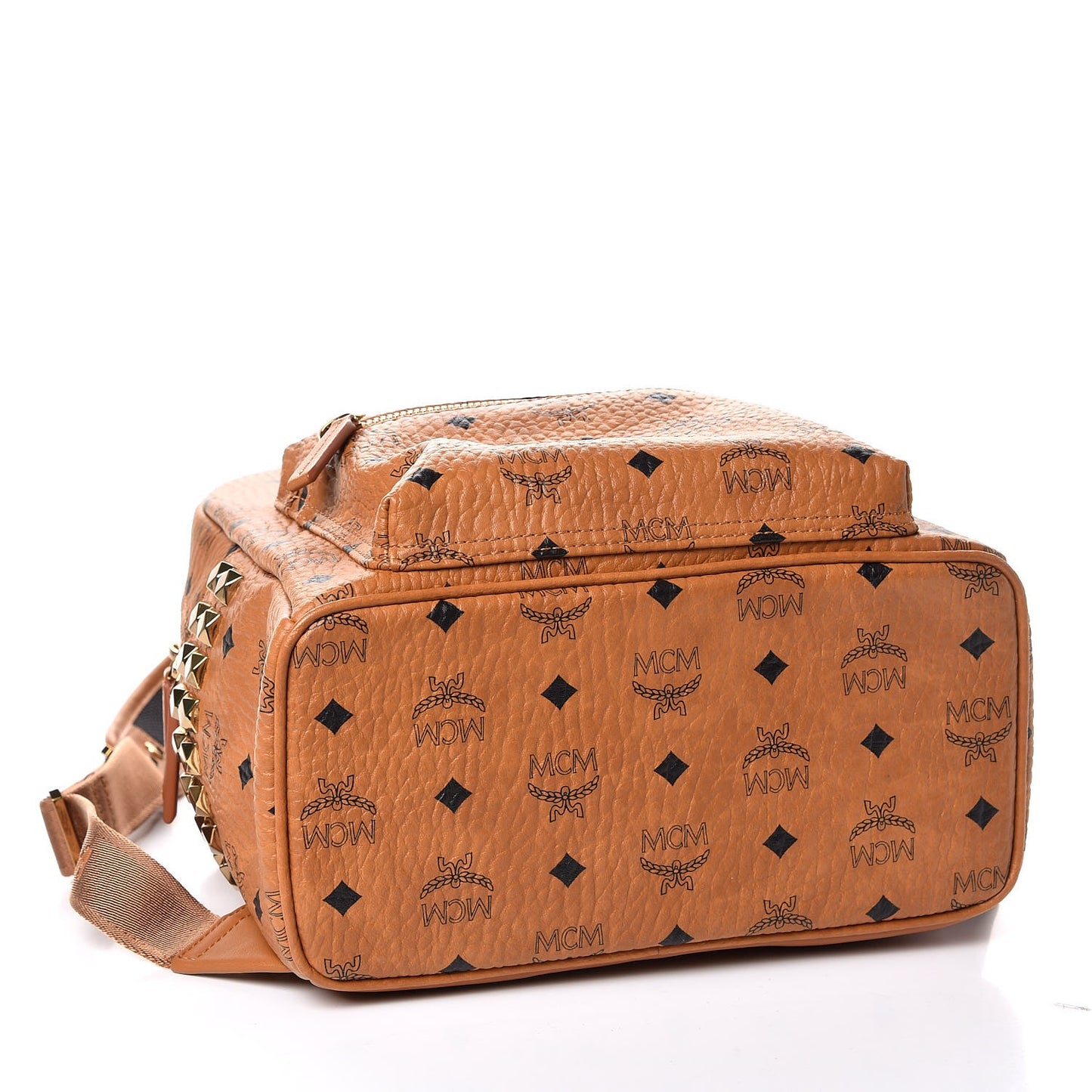 Striped Visetos Small Stud Stark Backpack Cognac