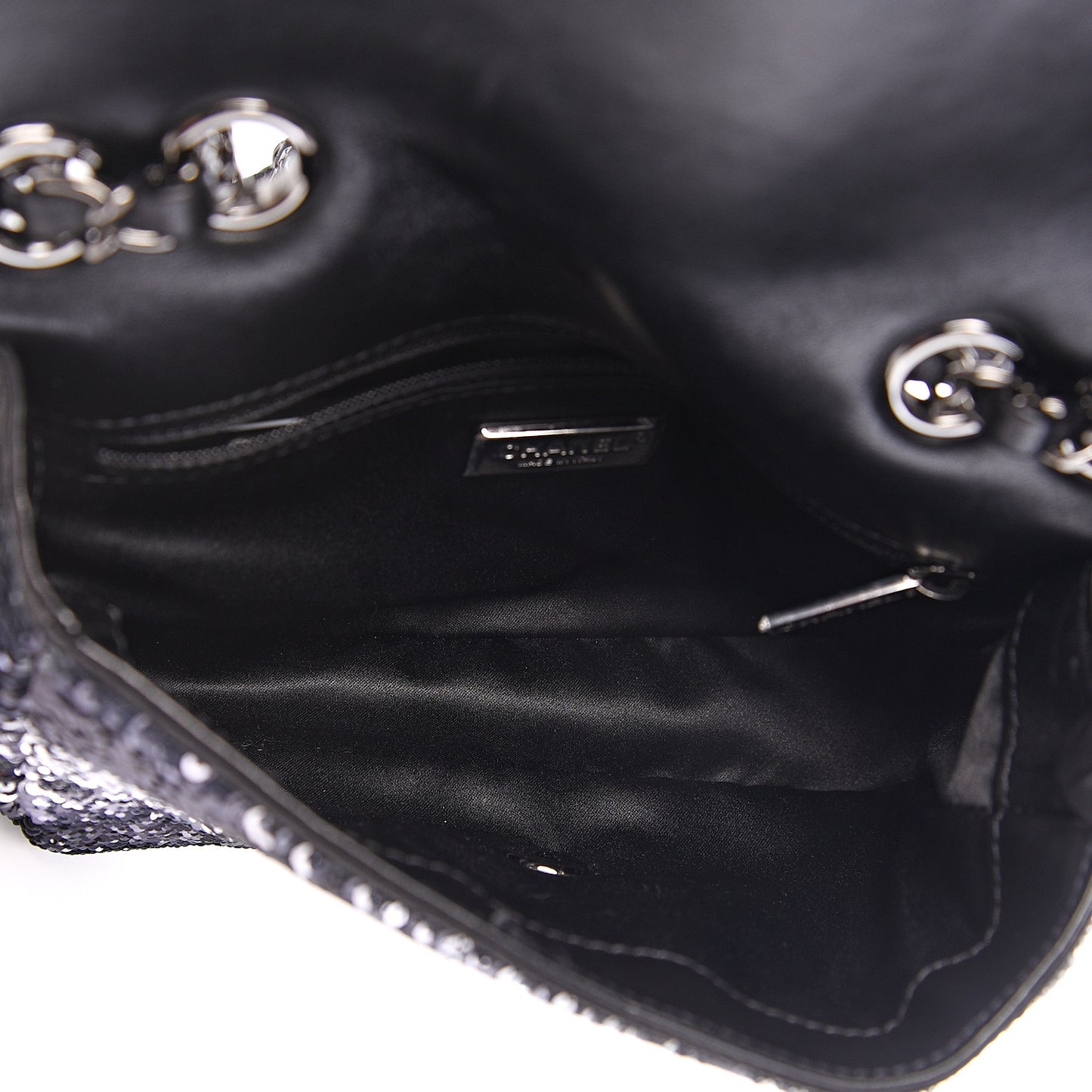 Sequin Mini Rectangular Single Flap Black Silver