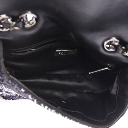 Chanel Sequin Mini Rectangular Single Flap Black Silver 4 of 10