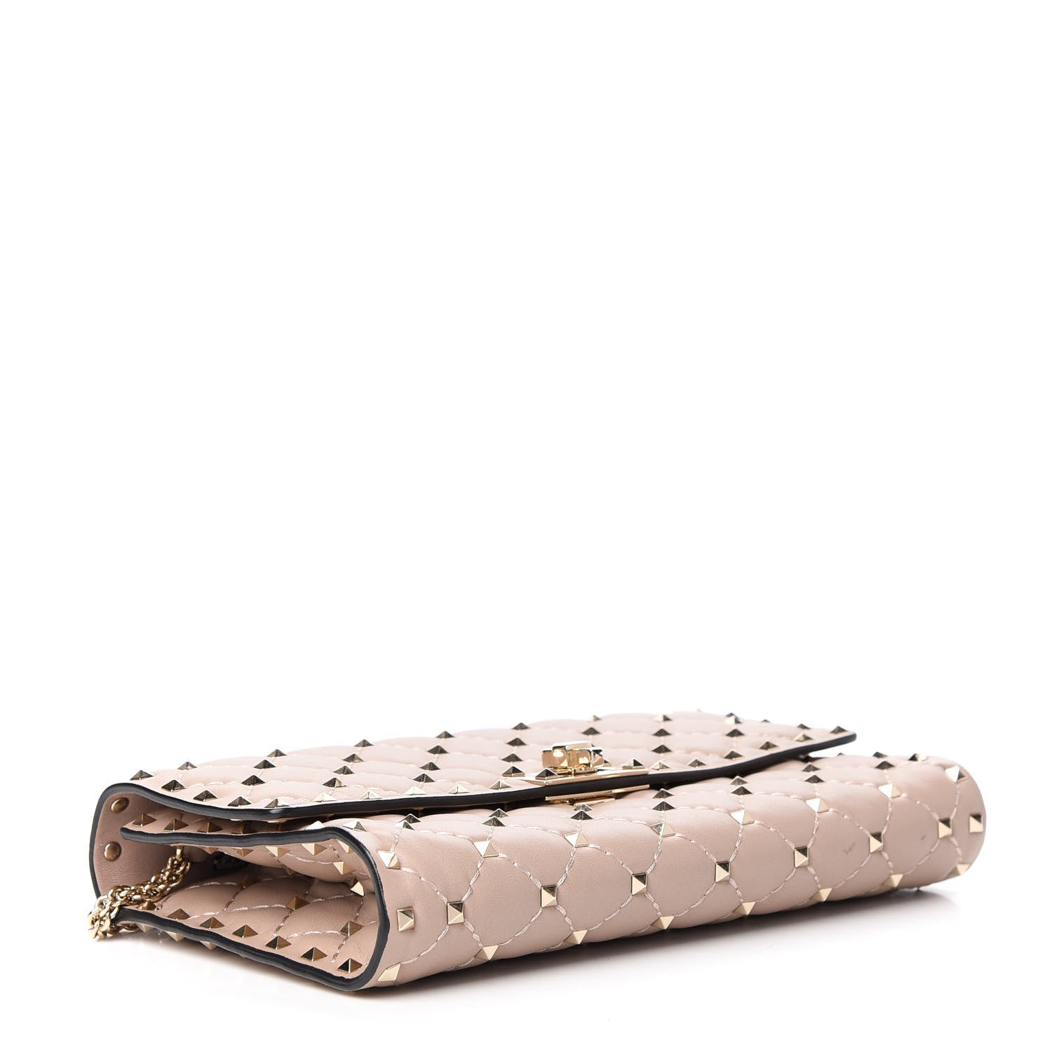 Valentino Garavani Lambskin Rockstud Spike Wallet on Chain Poudre 4 of 8